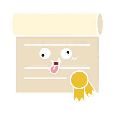 bir sertifikanın düz renk retro çizgi film