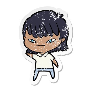 bir çizgi film kadının sıkıntılı etiket