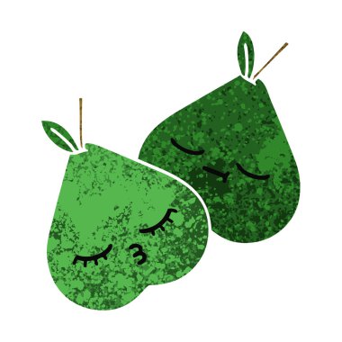 Retro illüstrasyon tarzı çizgi film armut