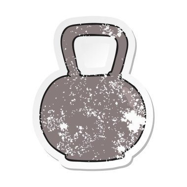 bir çizgi film su ısıtıcısı çan ağırlığının Retro sıkıntılı etiket