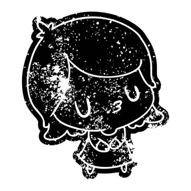 Grunge simgesi bir şirin kawaii kız