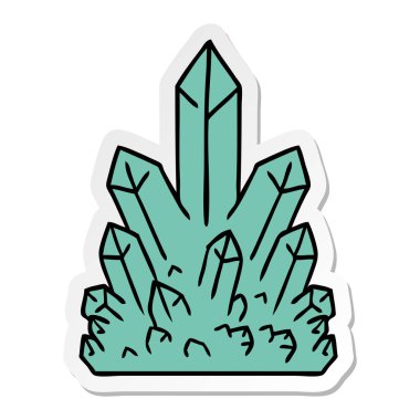 elle çizilmiş etiket karikatür doodle kristal taşlar