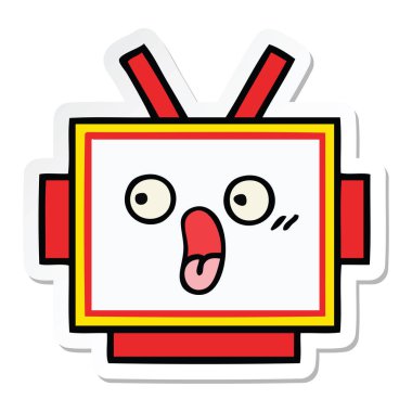 etiket sevimli çizgi robot baş