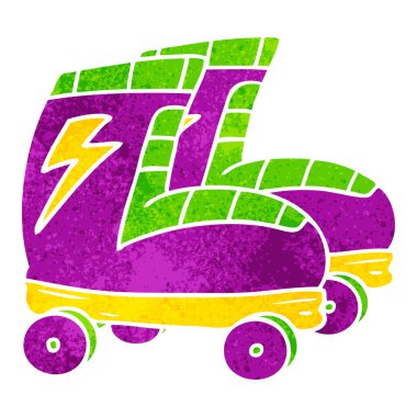 elle çizilmiş retro karikatür doodle, tekerlekli paten