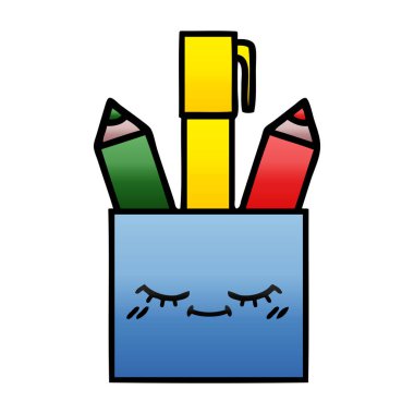 Degrade gölgeli karikatür kalem pot