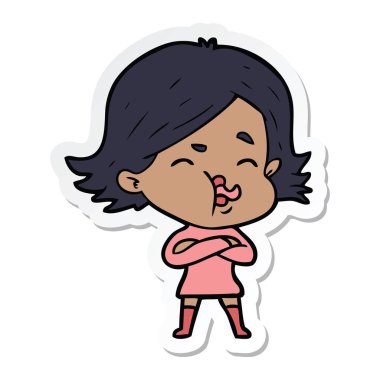 etiket yüz çekerek bir çizgi film kız