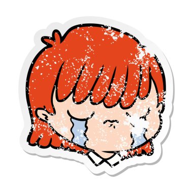 bir çizgi film kadın yüzü sıkıntılı etiket