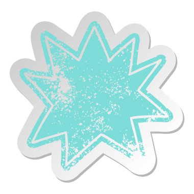 Beyaz işareti sıkıntılı eski çizgi film etiketi