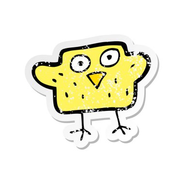 bir karikatür kuş Retro sıkıntılı etiket