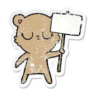 bir huzurlu karikatür protesto s ile yavru ayı sıkıntılı etiket