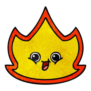 Retro grunge doku karikatür bir ateş