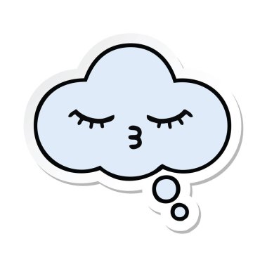 sevimli çizgi düşünce balonu etiket