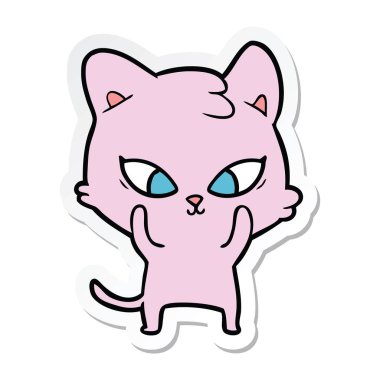 etiket bir sevimli çizgi kedi