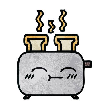 Retro grunge doku karikatür bir ekmek kızartma makinesi,