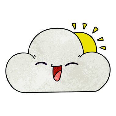 elle çizilmiş ilginç çizgi film güneş ve mutlu bulut