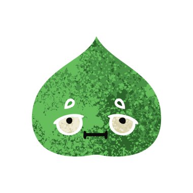 Retro illüstrasyon tarzı çizgi film ekspresiyon yaprak