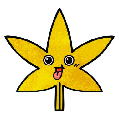 Retro grunge doku çizgi film sonbahar yaprak