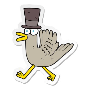 silindir şapkalı bir karikatür ördek etiket