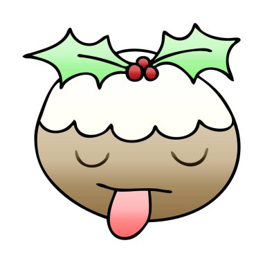 Degrade ilginç karikatür Noel pudingi gölgeli