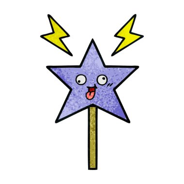 Retro grunge doku karikatür bir sihirli değnek