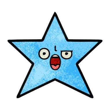 Retro grunge doku çizgi film yıldız balık