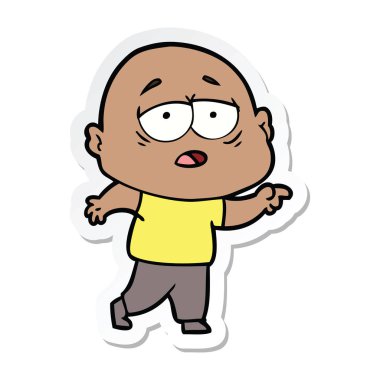 etiket bir karikatür kel adam yorgun