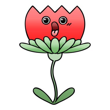 Degrade gölgeli karikatür bir çiçek