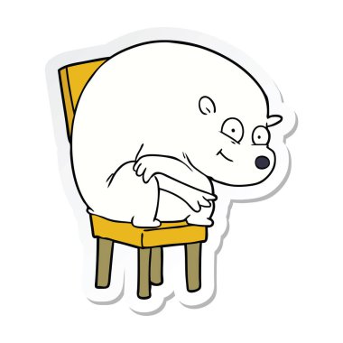 sandalye üzerinde mutlu bir kutup ayısı etiketi