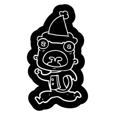 tuhaf bir uzaylı giyen Noel Baba şapkası kaçıyor ilginç çizgi film simgesi