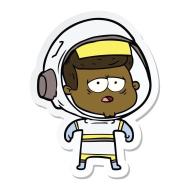 bir çizgi film yorgun astronotun etiket