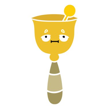 okul zili, düz renk retro çizgi film