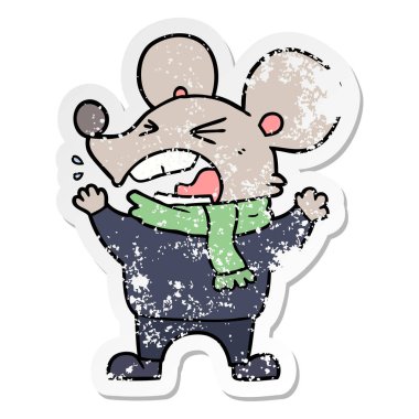 bir çizgi film kızgın fare sıkıntılı etiket