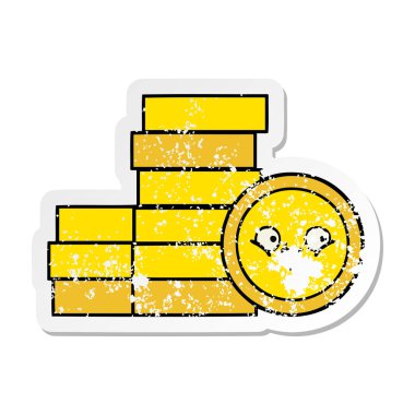 sevimli çizgi sıkıntılı etiket paralar