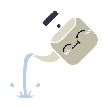 düz renk retro karikatür dökülen bir Kettle