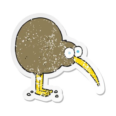 bir çizgi film kivi Retro sıkıntılı etiket