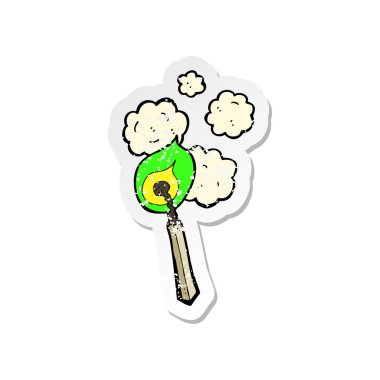 Retro sıkıntılı etiket maç yanan bir karikatür