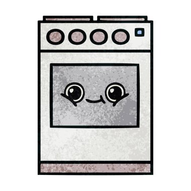 Retro grunge doku karikatür mutfak fırın