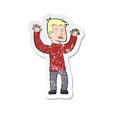 bir karikatür dostum dehşete Retro sıkıntılı etiket