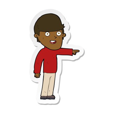 bir çizgi film işaret eden adamın etiket