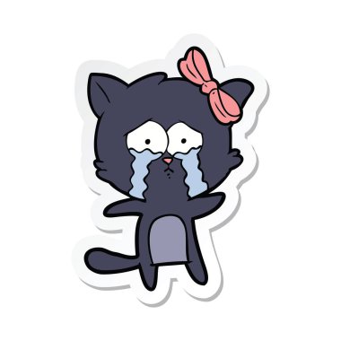 etiket bir karikatür kedi