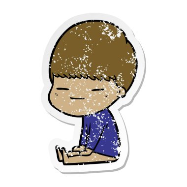 oturan bir çizgi film kendini beğenmiş çocuk sıkıntılı etiket