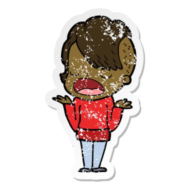 konuşuyor karikatür serin hipster kızın sıkıntılı etiket