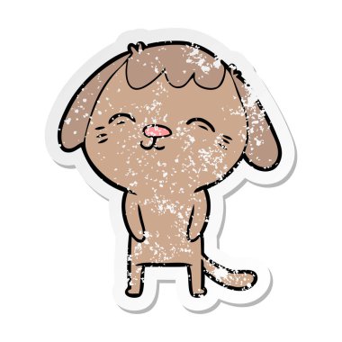 bir mutlu karikatür köpek sıkıntılı etiket