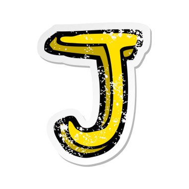 bir çizgi film mektup Retro sıkıntılı etiket