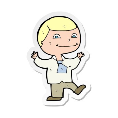 etiket bir karikatür mutlu çocuk