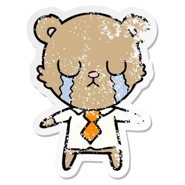 ağlayan bir karikatür ayı sıkıntılı etiket