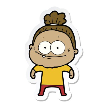 etiket bir karikatür mutlu yaşlı kadın