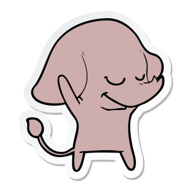 etiket fil gülümseyen bir karikatür