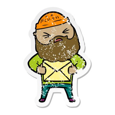 sakallı bir karikatür insanın sıkıntılı etiket