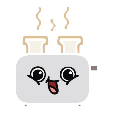 düz renk retro karikatür bir ekmek kızartma makinesi,